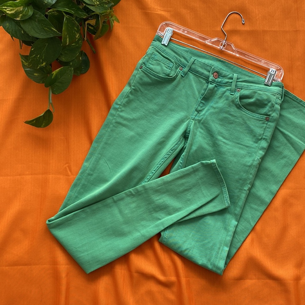 Vintage Inspired Green Skinny Tall Low Rise Jeans